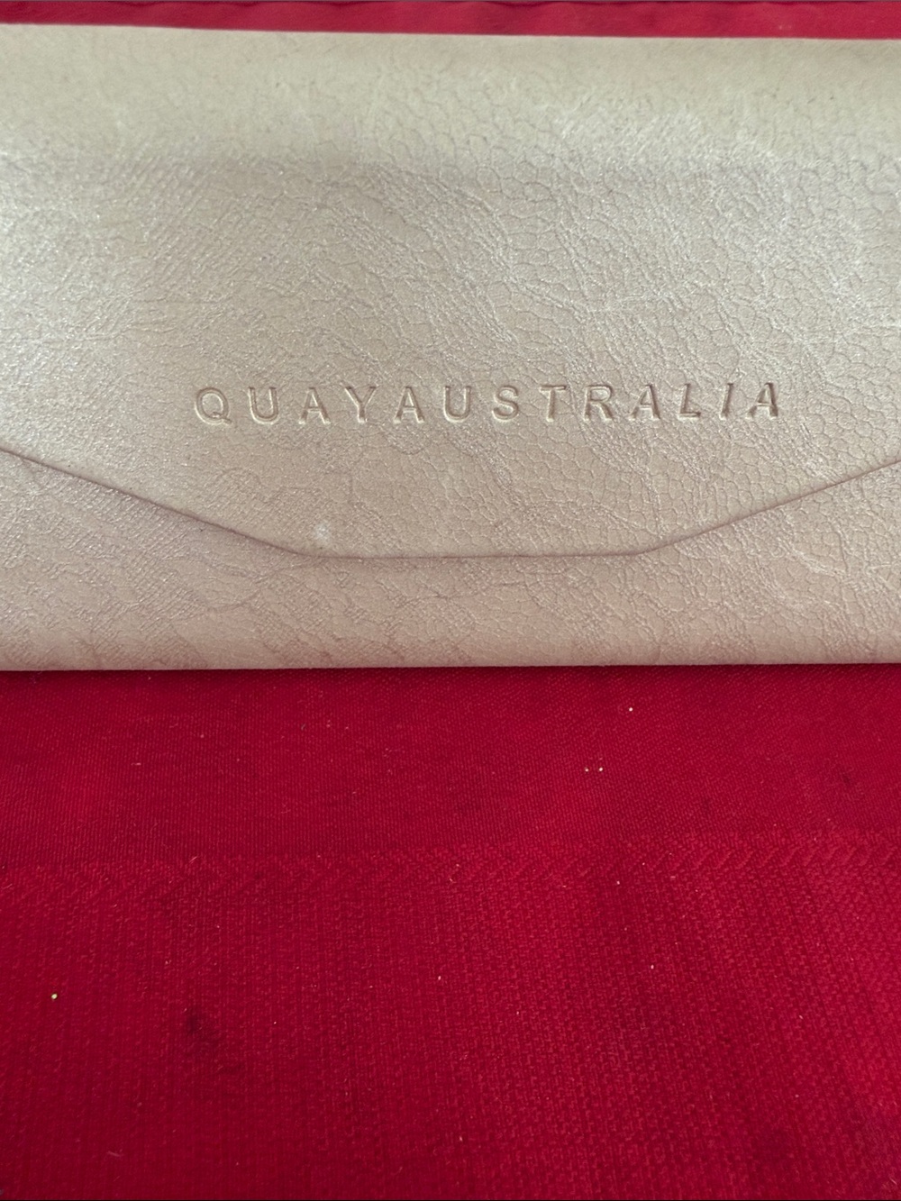 Quay Australia Beige Faux-Leather Envelope Eyewear Pouch